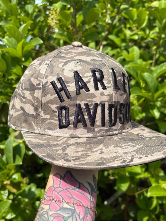 Harley-Davidson Other - Harley Davidson Camo Green Embroidered Hat 3XL Cotton Logo Motorcycle Fitted